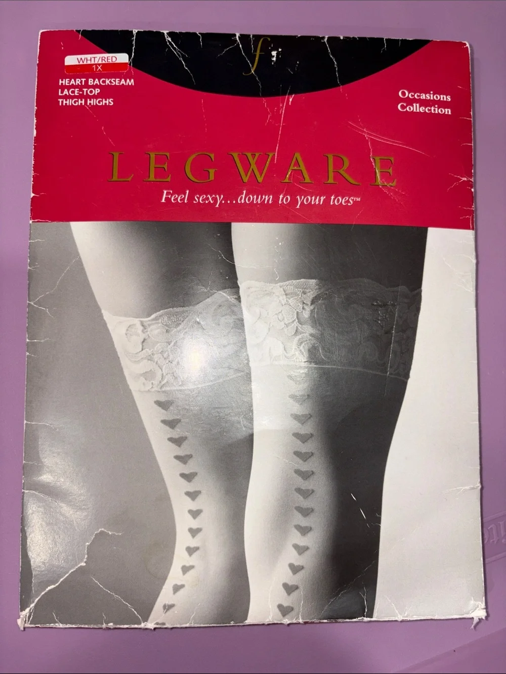 Frederick's of Hollywood Red and White Hosiery Packaging hearts